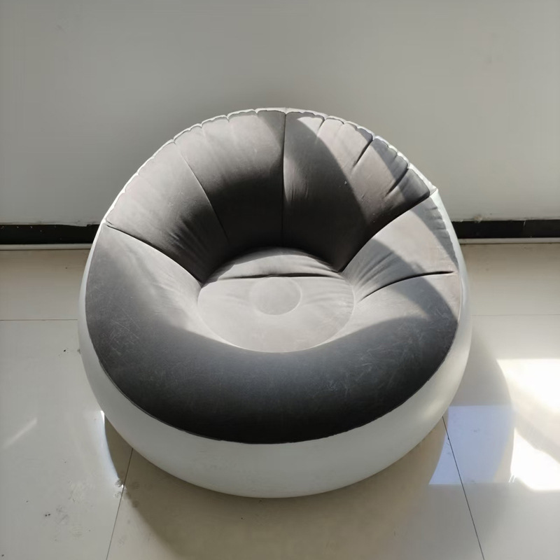 white bottom gray velvet inflatable sofa