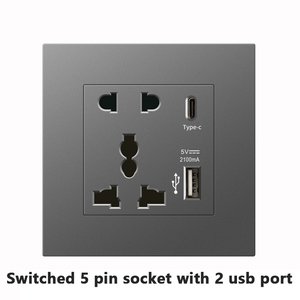 <strong>13A</strong> British <strong>USB</strong> charging <strong>socket</strong> British standard multi-function five-hole <strong>socket</strong> dual 250V Switched 5 pin <strong>socket</strong> <strong>with</strong> 2 <strong>usb</strong> port - Product Image 6