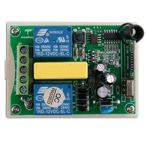220V Interlock Tipo 2 canales Interruptor de control remoto Caoba 3 teclas RF Control remoto Receptor de código de aprendizaje