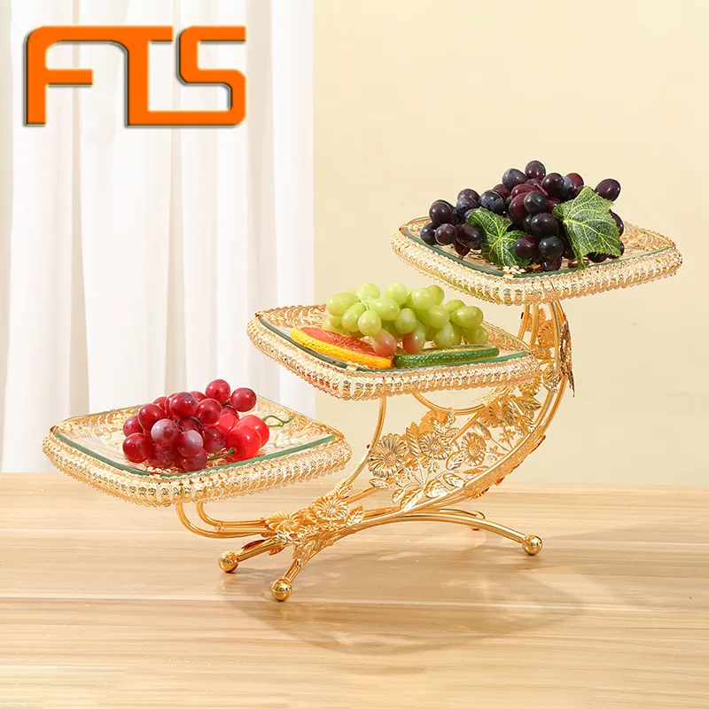 FTS kek standı toptan özel tepsiler lüks metal raf düğün altın set gıda ekran kaplama meyve tabağı