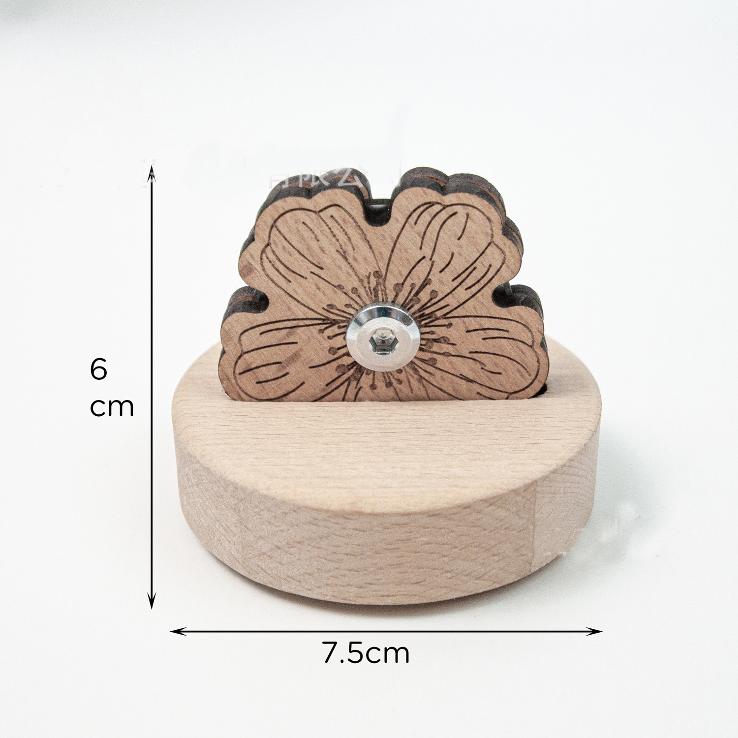 Solid wood carved flower desktop trimmer, No. 2, peach blossom design.