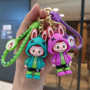 批发库存可爱钥匙扣拉布玩具娃娃3d迷你拉布钥匙扣软聚氯乙烯动漫钥匙扣 - Product Image 6