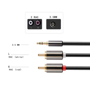 3,5mm a RCA, adaptador RCA macho a conector de audio auxiliar, carcasa metálica RCA Y Splitter RCA Cable auxiliar Cable 1/8 a conector RCA - Product Image 3