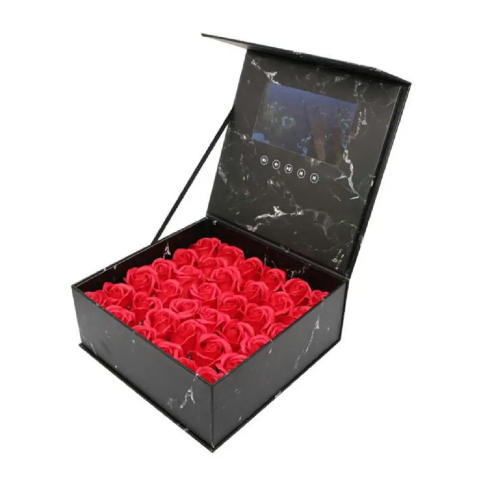 Preserved roses box luxury Mothers day flowers lcd video gift box with roses luxury flower box with video