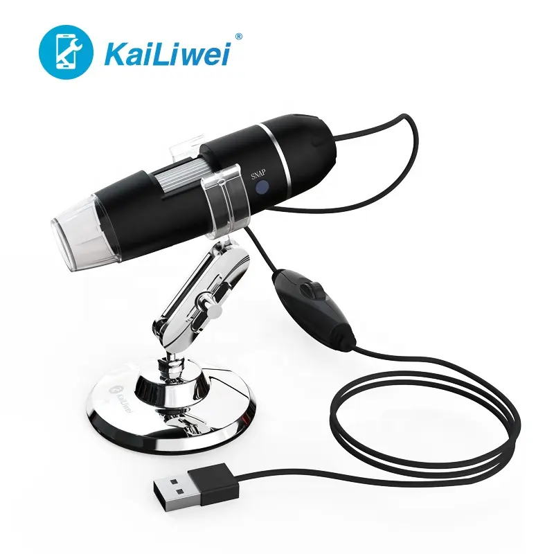Kailiwei กล้องจุลทรรศน์ดิจิทัล LED พกพาปรับความสว่างได้,1000X ความละเอียดสูงซูมได้ต่อเนื่อง USB สำหรับซ่อมมือถือ