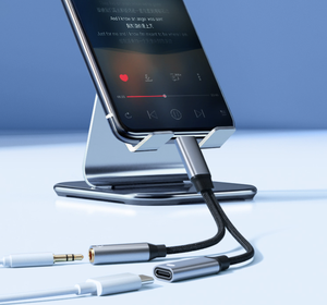 新型C型耳机适配器2合1音频电缆充电转换器，带圆孔 - Product Image 5
