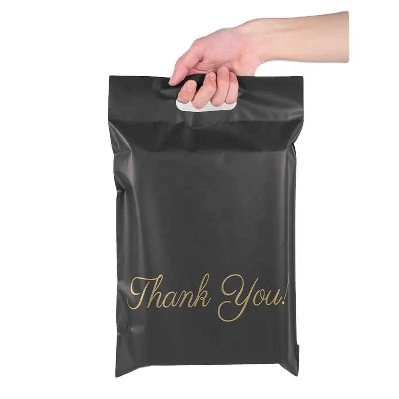 प्लास्टिक बैग कारखाने कस्टम मुद्रित मैट काले पाली संभाल के साथ मेल मेलर व्यापार शिपिंग प्लास्टिक मेलिंग बैग