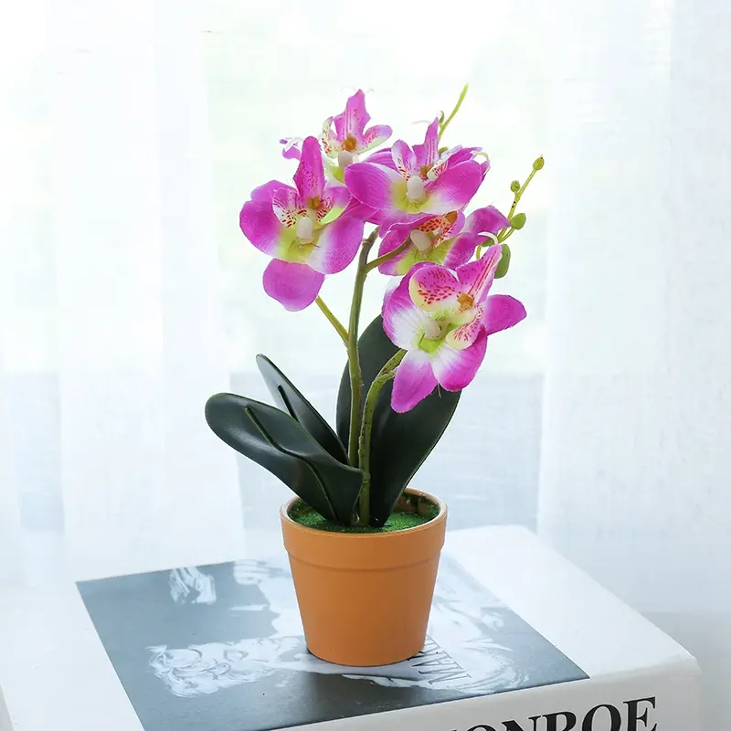 Flor artificial de orquídea para interior, artesanía popular, para regalo, venta al por mayor, gratis