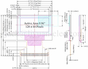 Display LCD OLED 0.96x64 piccolo da 128 pollici modulo Display Oled giallo/blu interfaccia SSD1306 SPI I2C - Product Image 3