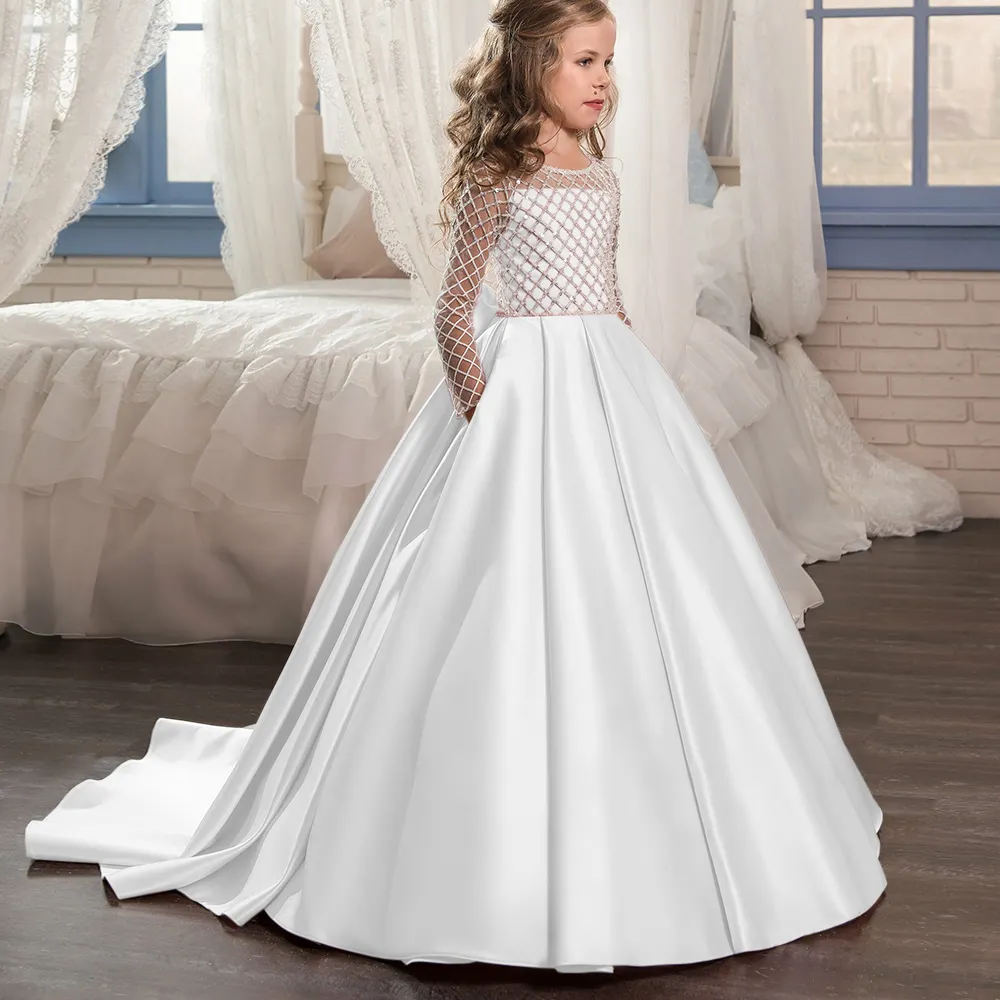 2022 vestido de niña de flores blancas vestidos de primera comunión para niñas