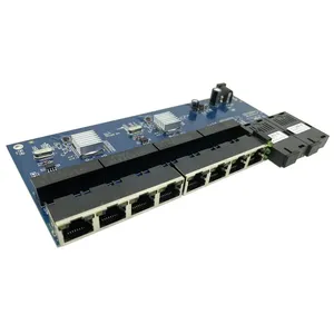 PCBA Gigabit Fibra Optica Media Converter RJ45 UTP with SingleFiber SC 2 10/100/ 1000M 8Ports