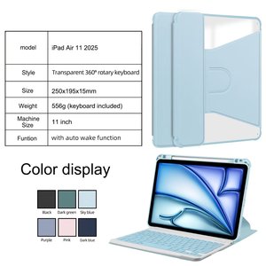 360旋转新键盘外壳，适用于iPad Air11 11英寸2025透明背面防震平板电脑外壳 - Product Image 2
