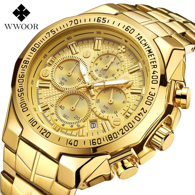 Wwoor 8868格安パーソナライズ男性腕時計2019卸売高級防水Chronograph 24時間スポーツ腕時計リロイ