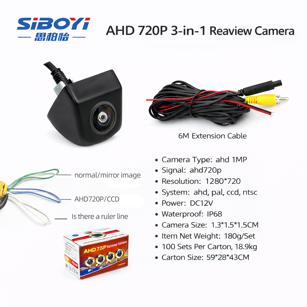 Cámara de reversa conmutada AHD 720P/CCD 3
