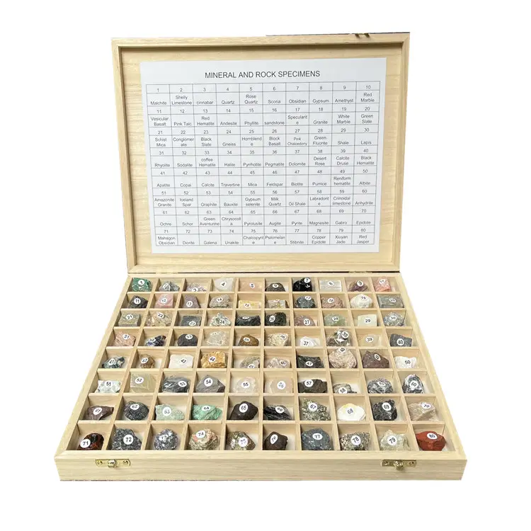 Großhandel individuelles Box-Set für Naturmineral-Fels-Specimen raue Kristall-Specimen Steine Schulbildung Dekoration