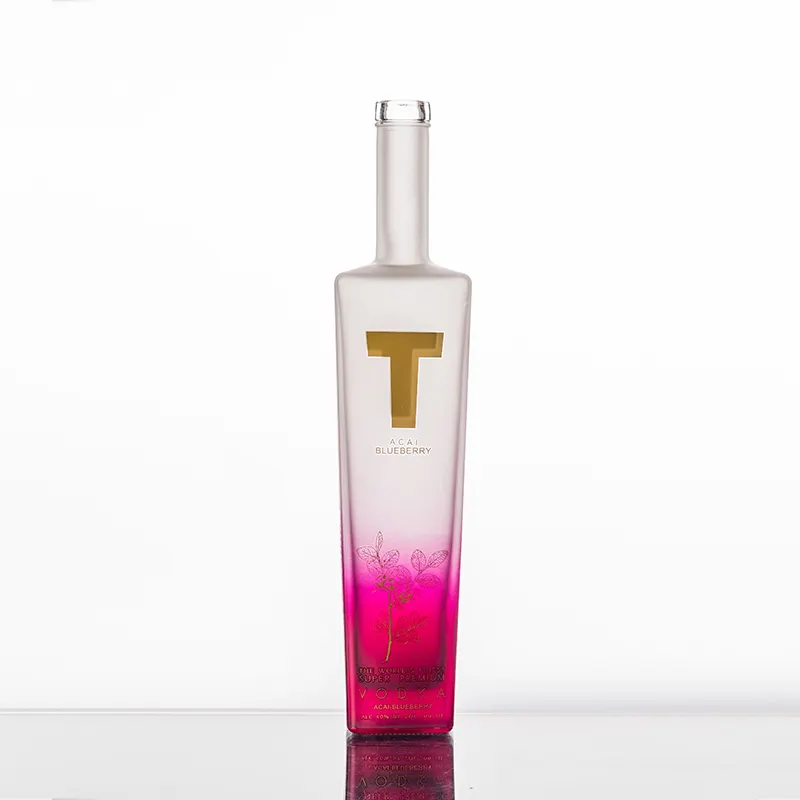SHENGXI Factory Custom Design bottiglia di vetro di Vodka smerigliata quadrata da 750ml per alcol liquore