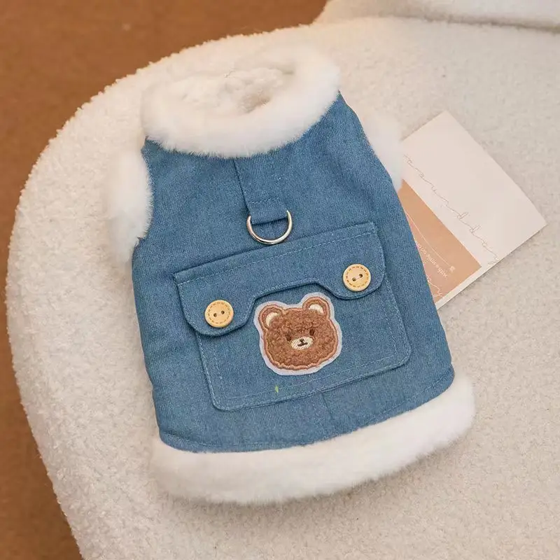 Soft Personal Pocket Animal Patch Traction Vest Pet Clothing Thermal Clothing Pet dog clothes luxury brand fashion