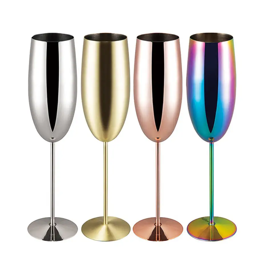 Tj Metalen Wijnglazen Groothandel Populaire Champagne Fluit Goblet Custom Rvs Koper Goud Wijn Glas