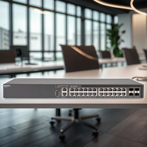 Redes listas para el futuro con el conmutador Ruckus, con 24 puertos Gigabit y características avanzadas de Capa 3, a través de los puertos Ruckus.