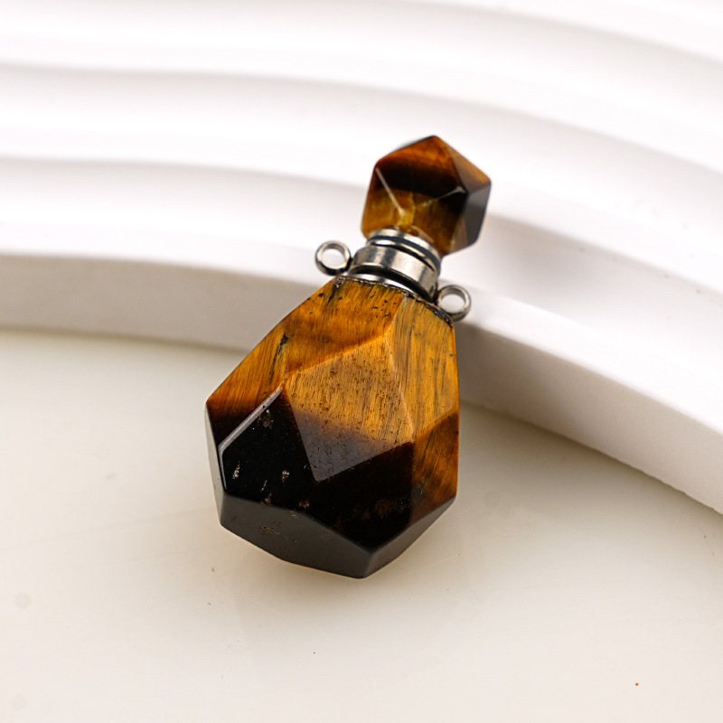 Flacon de parfum sur pied en pierre oeil de tigre