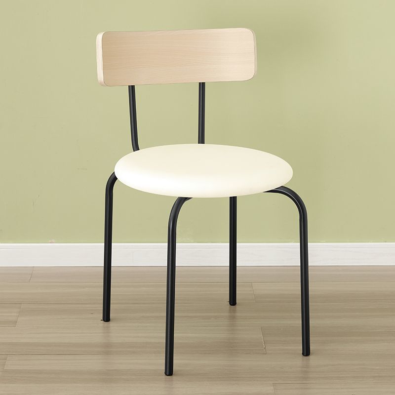 Natural wood back - off-white seat - black frame