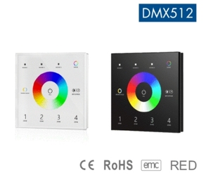 Panel táctil de montaje en pared T15 100-240VAC 4 zonas RGB + CCT DMX512 Master & RF 2,4G RGBW + CCT Control remoto para tira de luz LED - Product Image 6