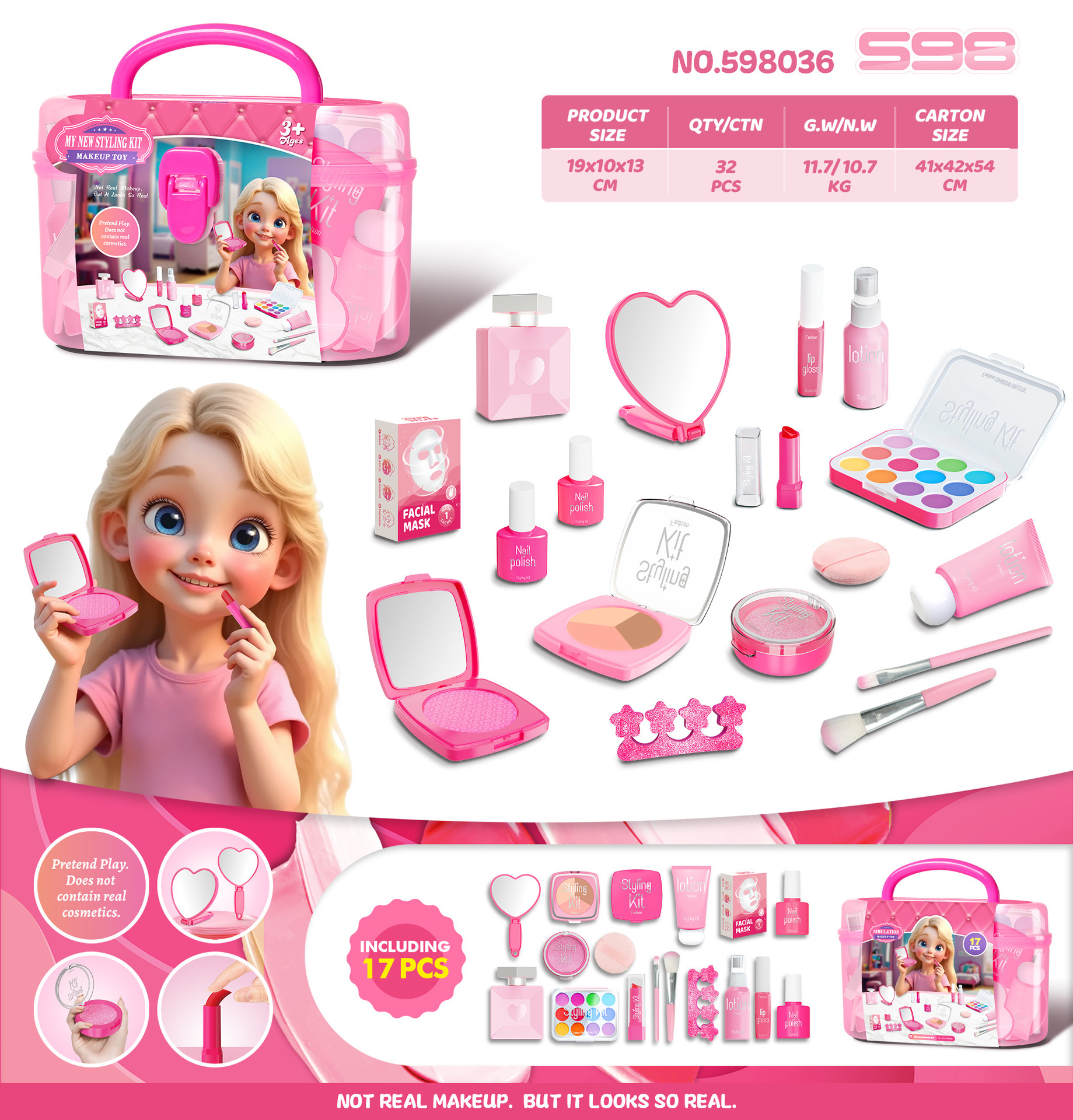 Nouveau produit Boite de Rangement Rose (avec Miroir) 036 (Ca