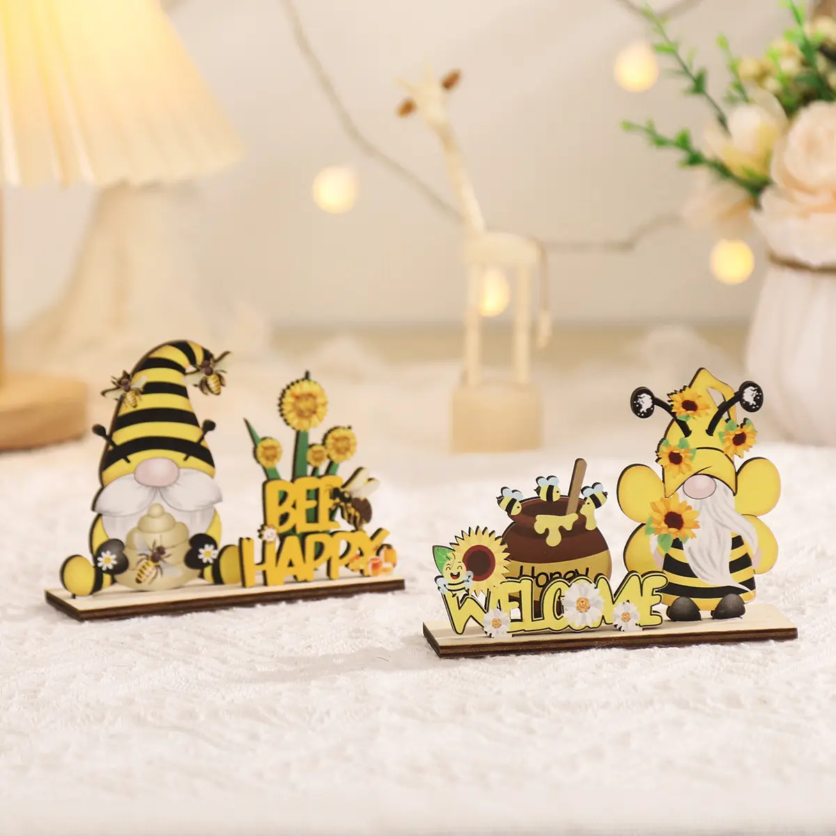 Nieuwe Unieke Festival Ornamenten Ambachtelijk Geschilderd Bijen Tafelblad Oogst Houten Tafel Decor Voor Jongens Meisjes