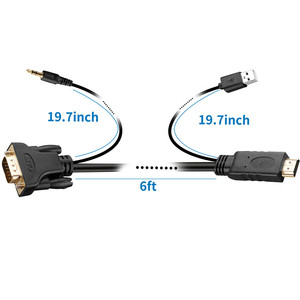 Cable HDMI a VGA portátil de 1,8 M, Adaptador convertidor de vídeo barato OEM, entrada HDMI PS4 a salida VGA, Cable adaptador para proyector de TV