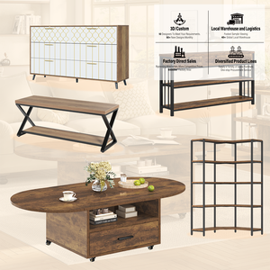 Sang Trọng Hiện Đại Phòng Khách Đặt Đồ Nội Thất Tùy Chỉnh Kệ Sách Băng Ghế Dự Bị Trung Tâm Lưu Trữ Bàn Cà Phê Gỗ Đồ Nội Thất Nhà - Product Image 3