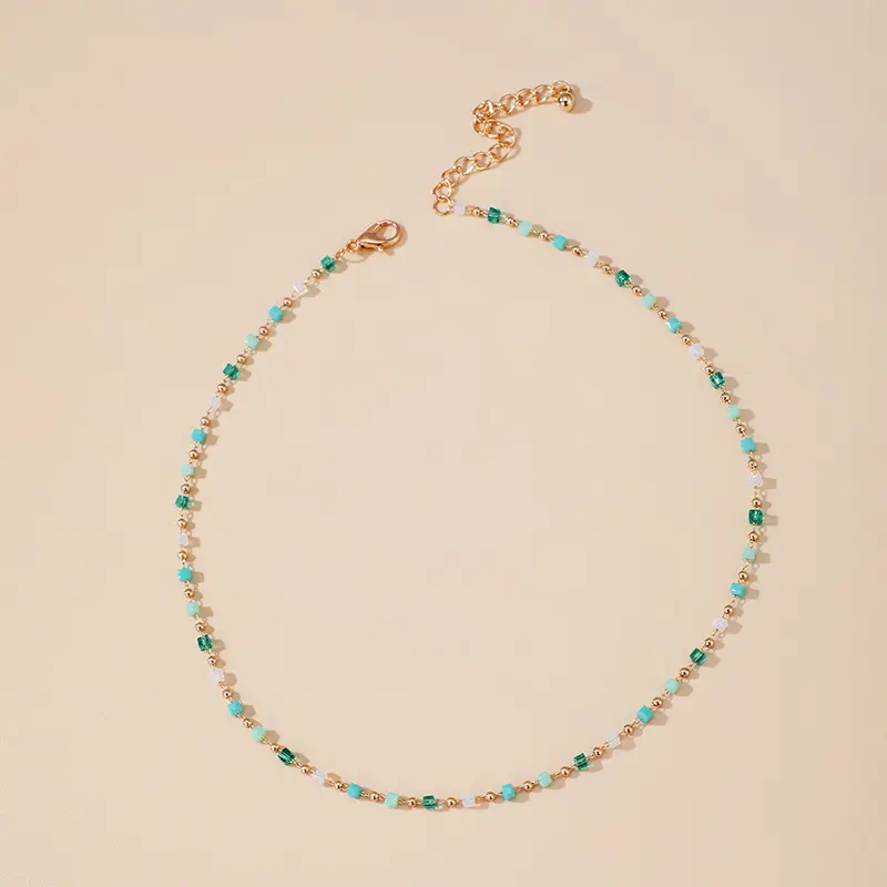 2404 encaje colorido para mujeres cadenas Boho gargantilla cordones geométricos cuentas cuadradas joyería en el cuello accesorios de verano
