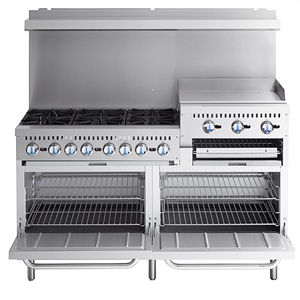 Multi-functional Good Quality 60 Inch 6 Burner <strong>Gas</strong> Range with 24 Inch Griddle Double <strong>Ovens</strong> Commercial <strong>Gas</strong> Range - Product Image 3