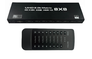 2025 Werkseitig 4K für HDMI Matrix 8x8 8-In 8-Out HDMI 2.0b HDCP 2.2 Switch Splitter Konverter mit Remote 4K 60Hz RGB Down scaler RS2