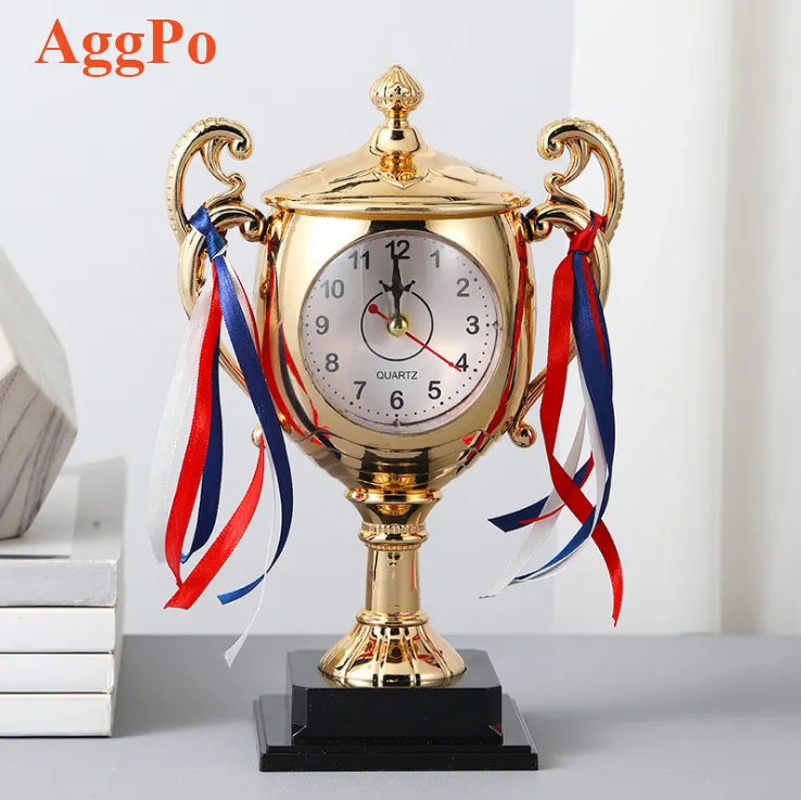 Relógio de troféu de copo dourado para crianças, despertador para troféus e celebrações de festas