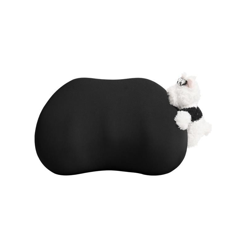 Simple memory foam headrest in black with a West Highland design