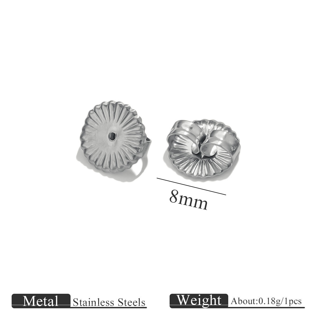 Petites boucles d'oreilles rondes 8mm - couleur argent acier
