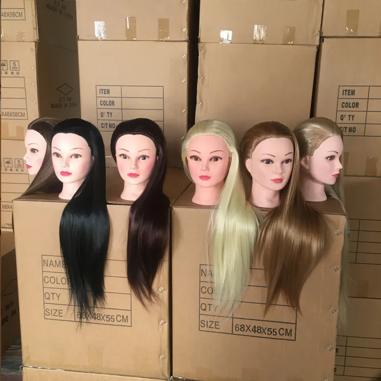 Cheveux en fibres synthétiques de bonne qualité poupée noire coiffante tête Mannequin cosmétologie tressage formation tête Mannequin