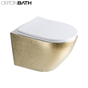 ORTONBATH Space Saving Gold <strong>Net</strong> Rimless Collision Smart Round Rectangular Square Wall Hung Mounted <strong>Wc</strong> Chinese Bathroom Toilet Wi - Product Image 3