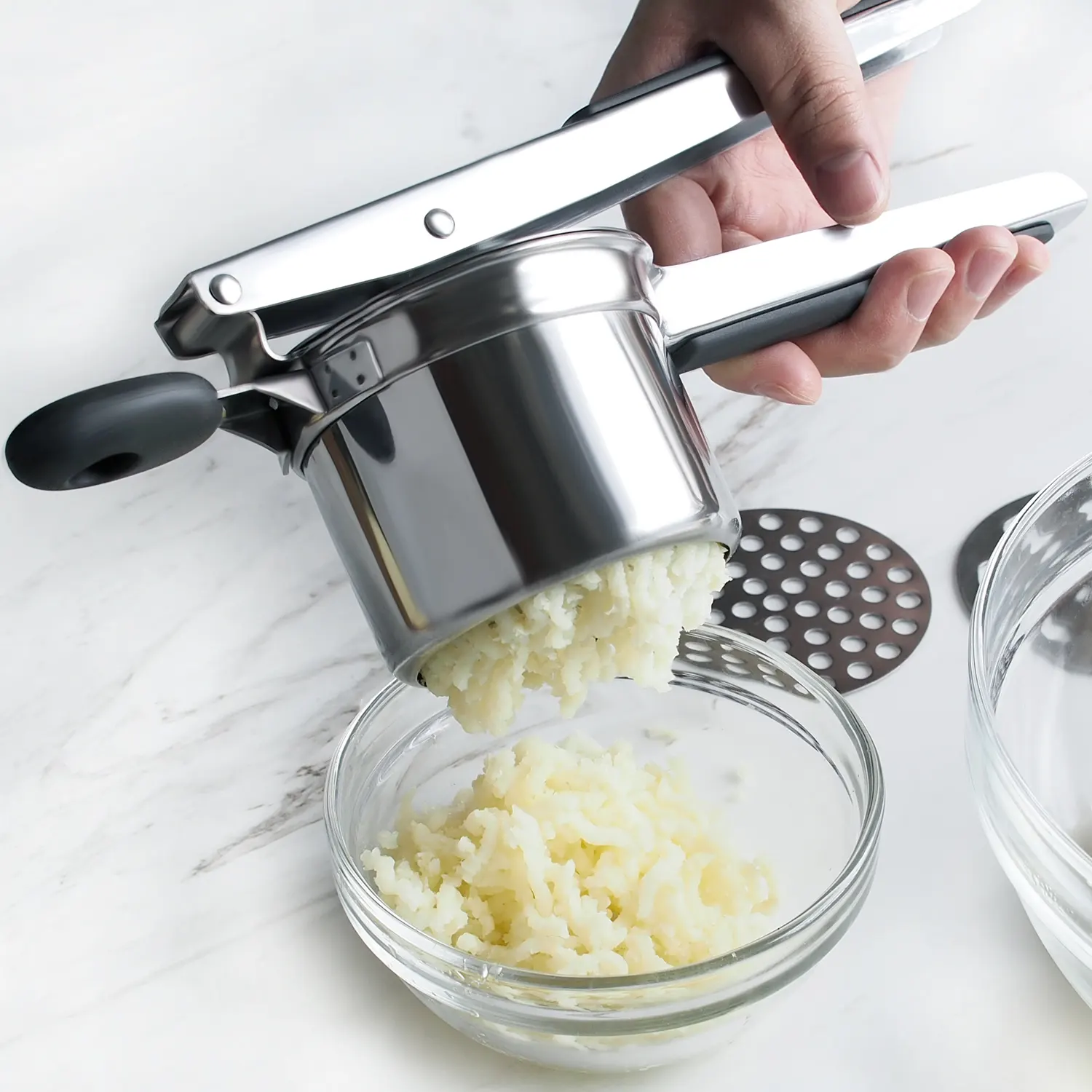 Atacado acessórios de cozinha, instrumentos de cozinha profissionais de aço inoxidável para batata, misturador e máscara