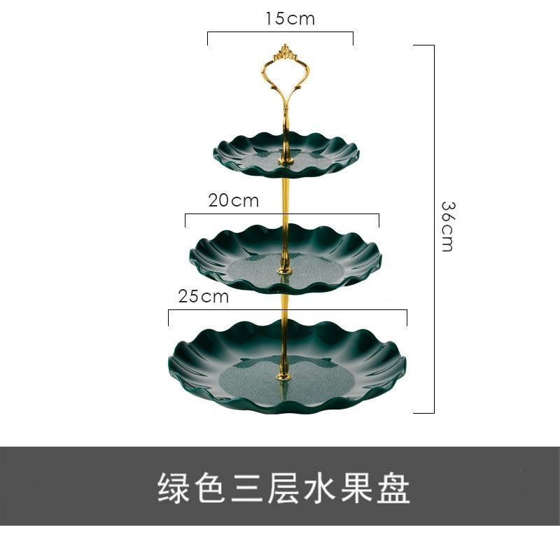 Three-tiered fruit platter - dark green