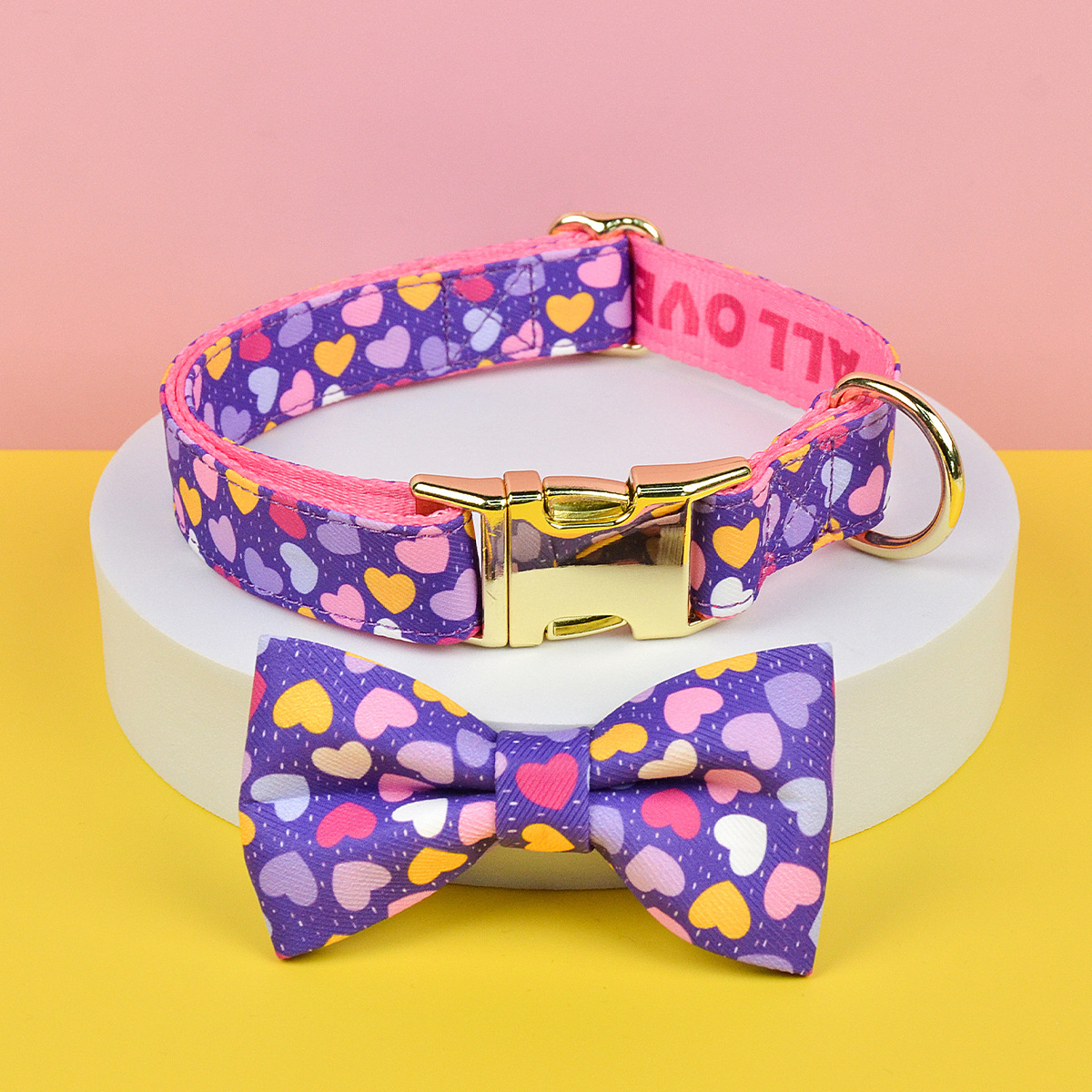 Purple Love Collar+Bow Tie