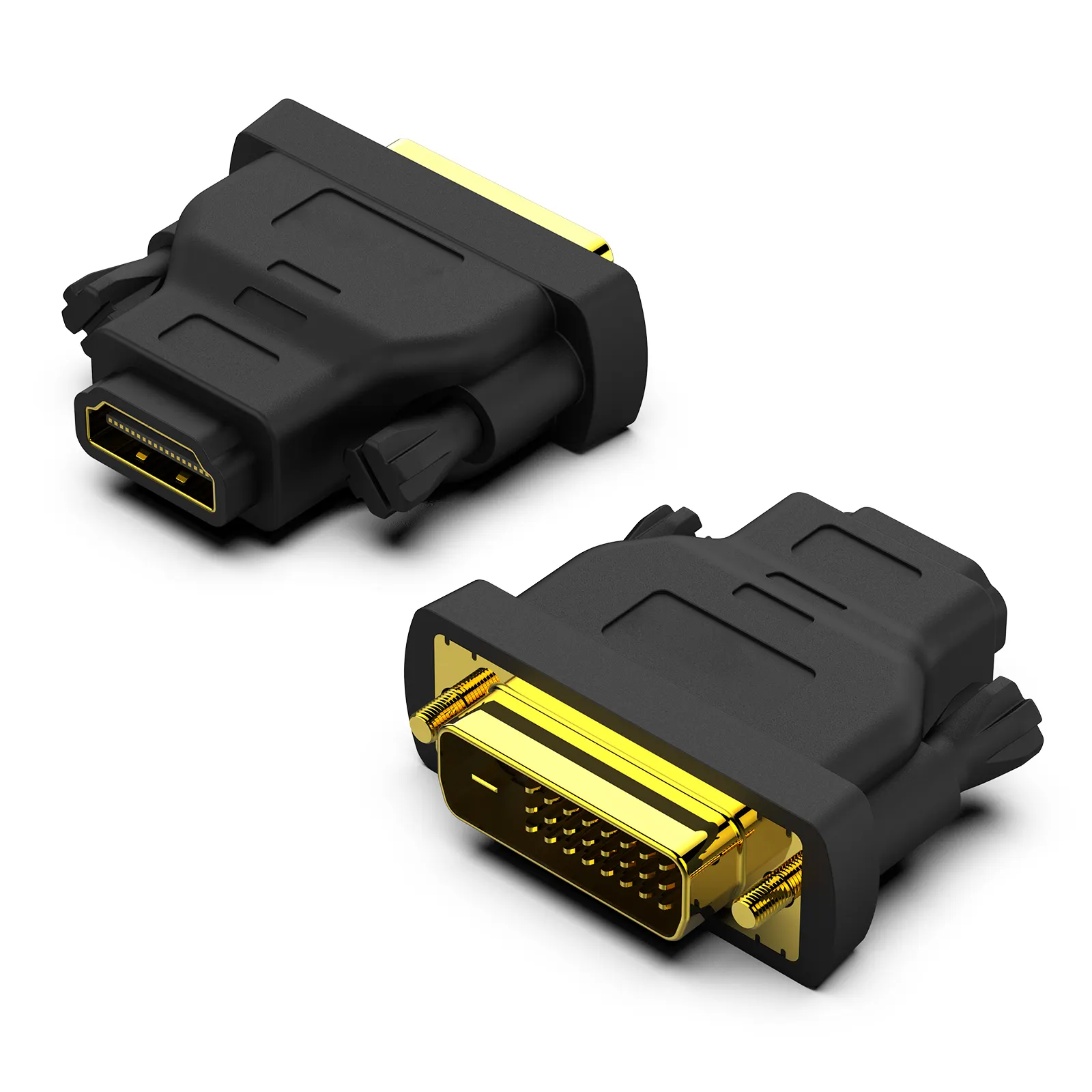 Adaptador DVI a HDMI, DVI bidireccional () a HDMI macho a hembra con cable chapado en oro, paquete de 2