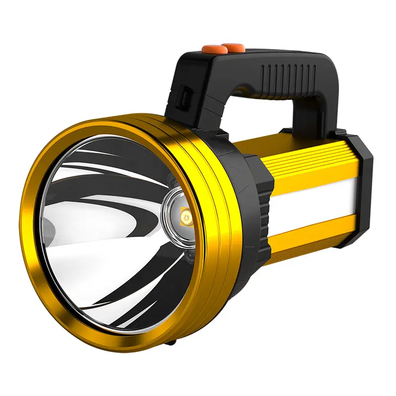 Lanterna portátil recarregável de mão, holofote lanterna patrulha de pesca p50 iluminação de led para acampamento, carregamento de emergência