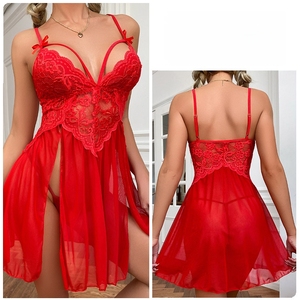 Đồ ngủ xuyên thấu ren gợi cảm, kiểu dây đeo, thêu ren, đồ mặc nhà nữ, nội y gợi cảm - Product Image 2