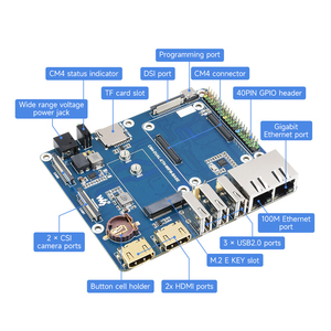WIFI6 Dual ETH Base Board For <strong>Raspberry</strong> <strong>Pi</strong> CM4, Dual CSI <strong>Camera</strong>, 3 USB2.0, 1 M.2 E KEY <strong>Interface</strong> - Product Image 4
