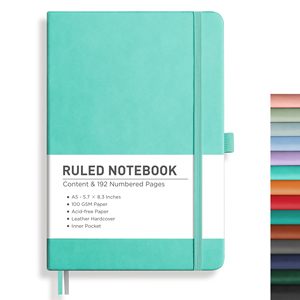 Quaderni Journaling A5 a righe quaderno con 192 pagine numerate diari per la scrittura di quaderni per il lavoro in pelle rigida - Product Image 4