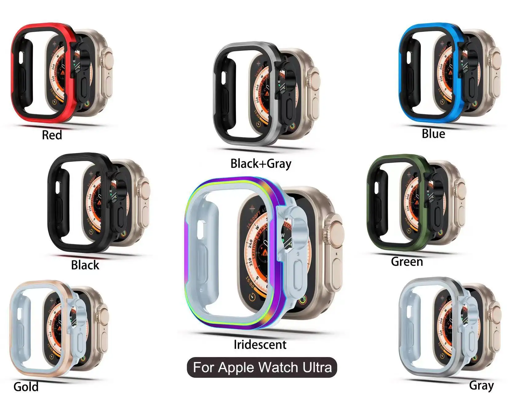 Capa de metal luxuosa para Apple Watch Ultra 8, caixa resistente de liga de alumínio 49 mm, protetor de choque em TPU, capa de amortecedor