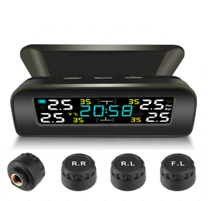 Monitor de presión de neumáticos inalámbrico TPMS universal, reloj de energía solar, pantalla LCD con 4 sensores externos - Product Image 1