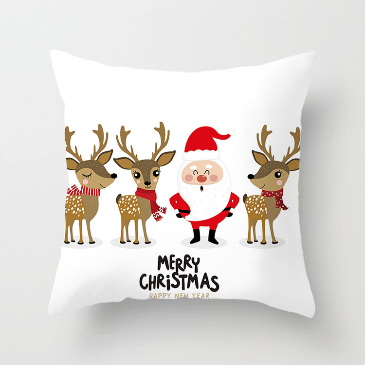Factory Direct Nordic Style Cushion Cover Custom Christmas Deer Print Cushion Cover