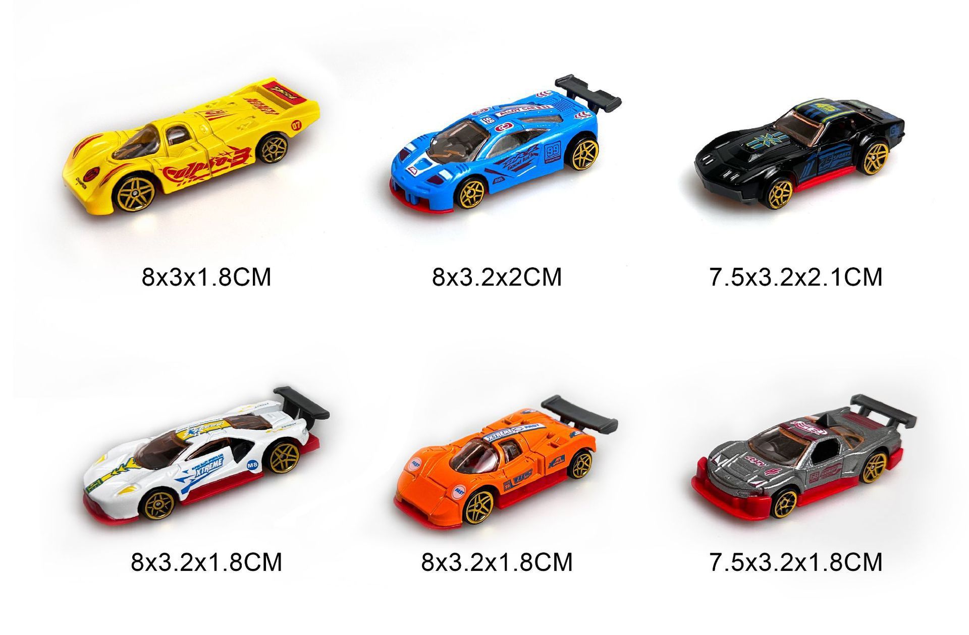 Nouvelle série de voitures de course - 6 modèles aléatoires - ensemble complet - 1 sachet OPP